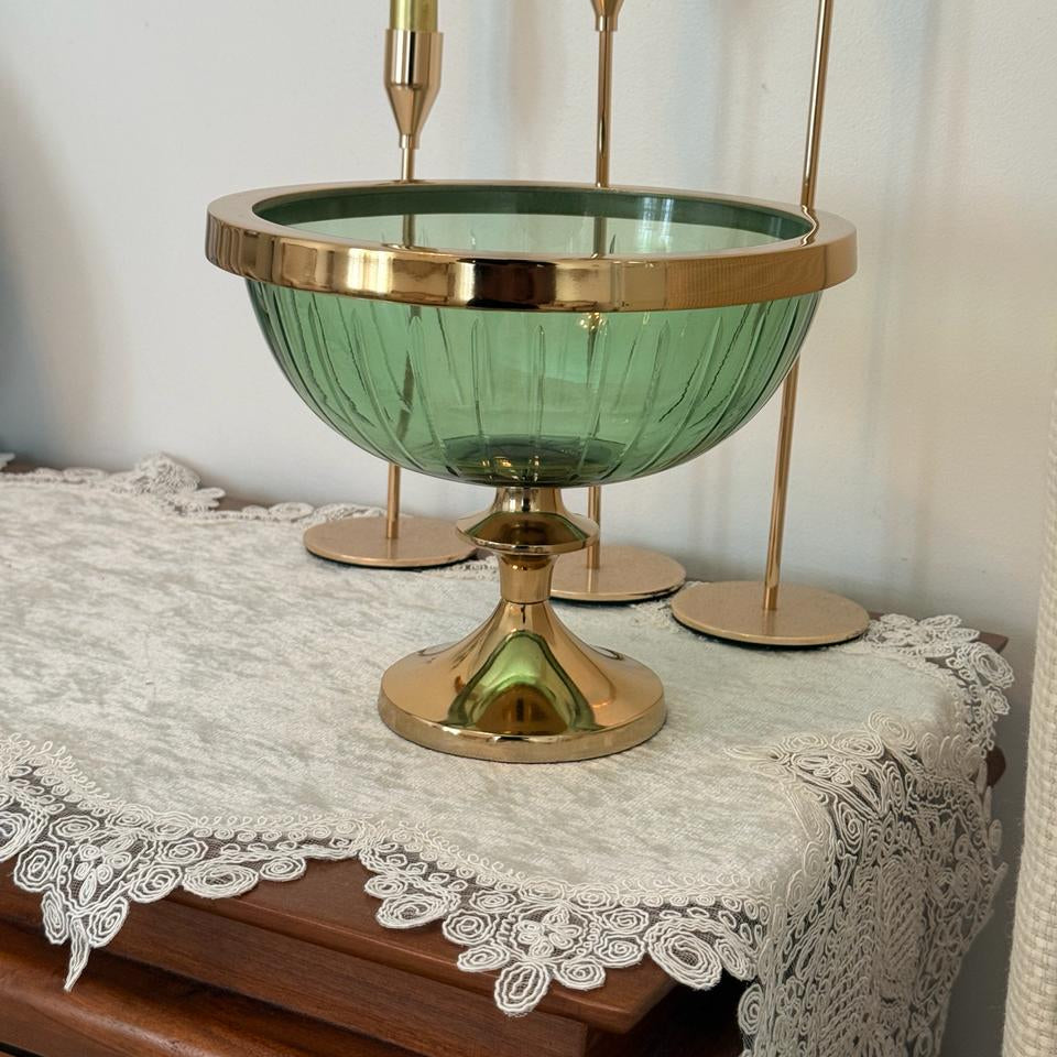 Green glass bowl with base