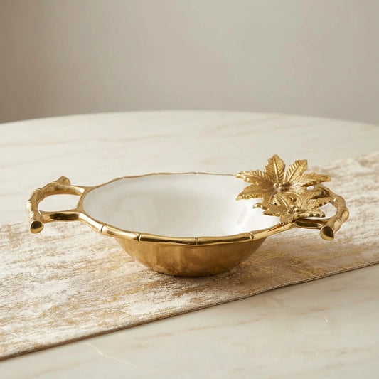 Dish with floral handle