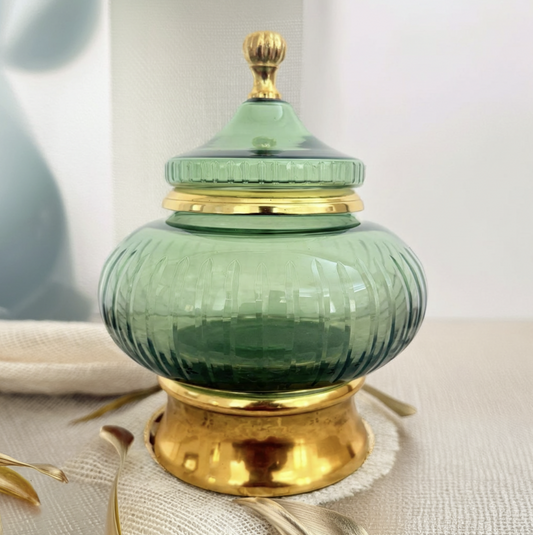 Green jar with lid