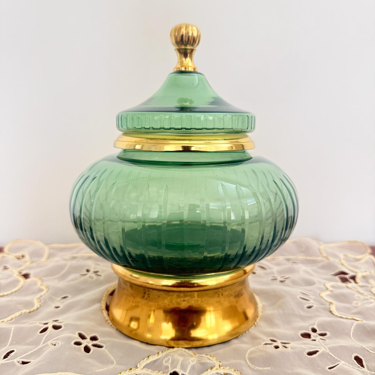 Green jar with lid