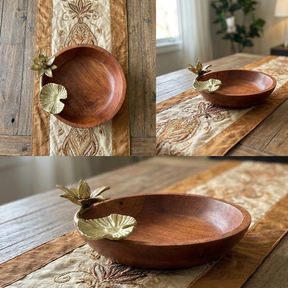 Wooden Lotus Bowl