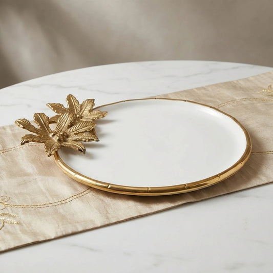 Round plate white and gold