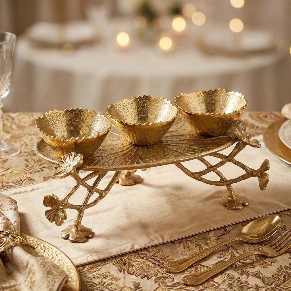 Triple bowl on stand